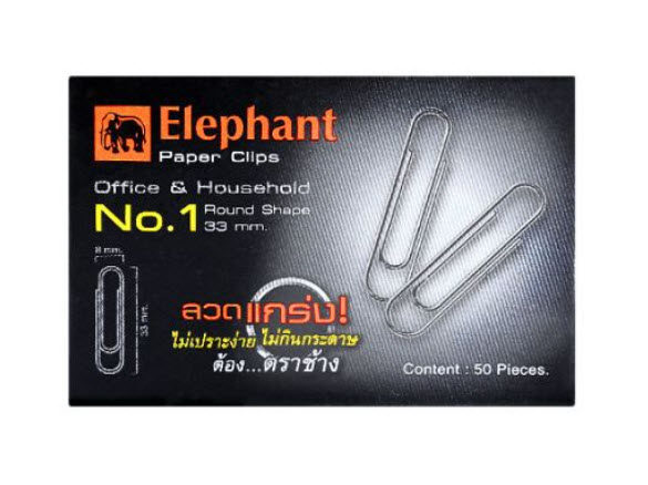 ลวดเสียบกระดาษแบบกลม ตราช้าง เบอร์ 1 33มม.